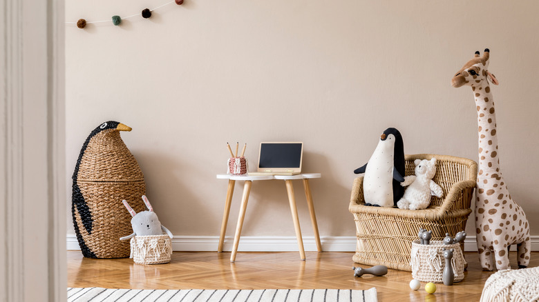 children's toys in beige room