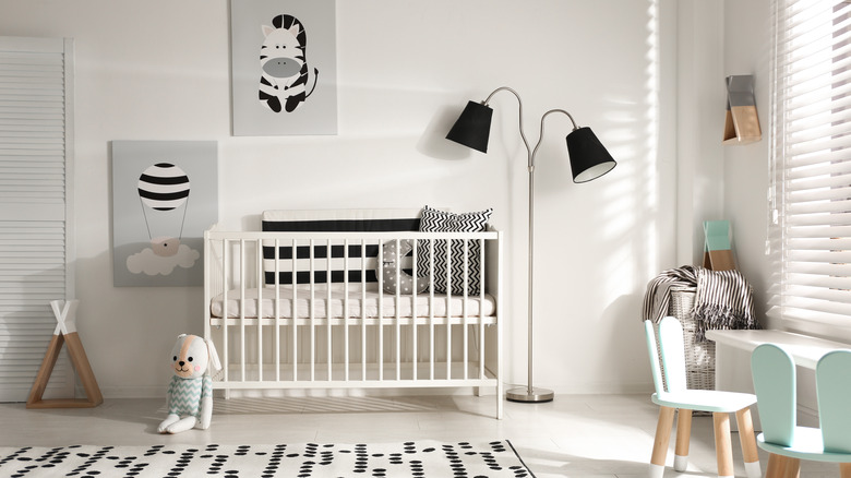 black, white and gray nursery