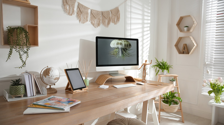 Home office with wooden theme