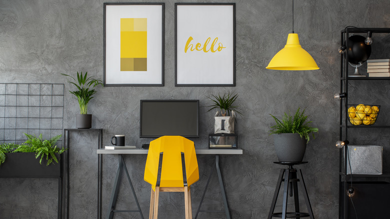 Office with pops of yellow