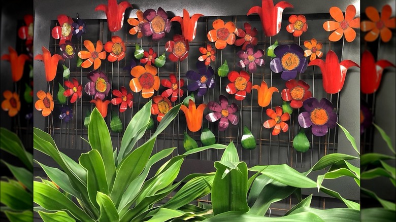 Metal outdoor wall art flowers