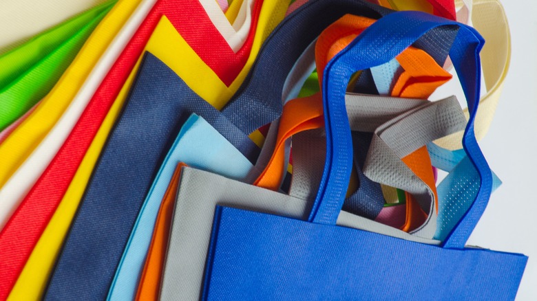 Colorful reusable grocery bags