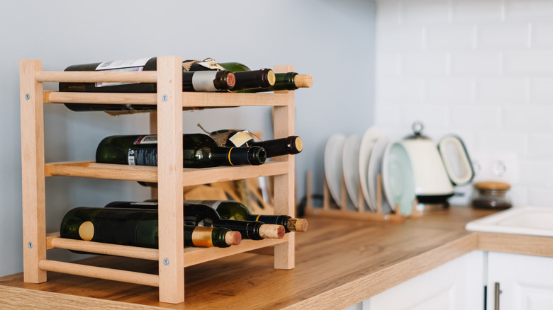 Standing three tier wine rack