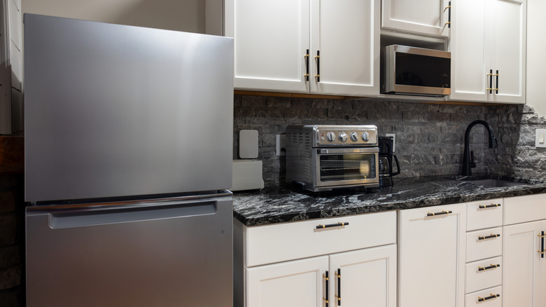 toaster oven on counter in modern kitchen