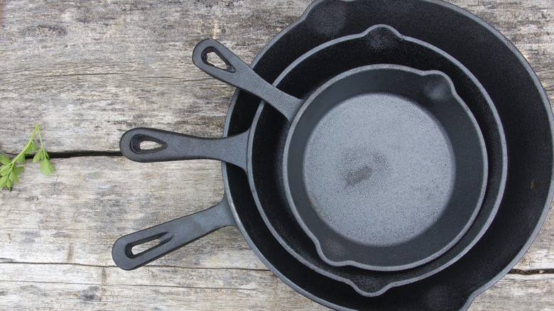 Stack of cast iron pans
