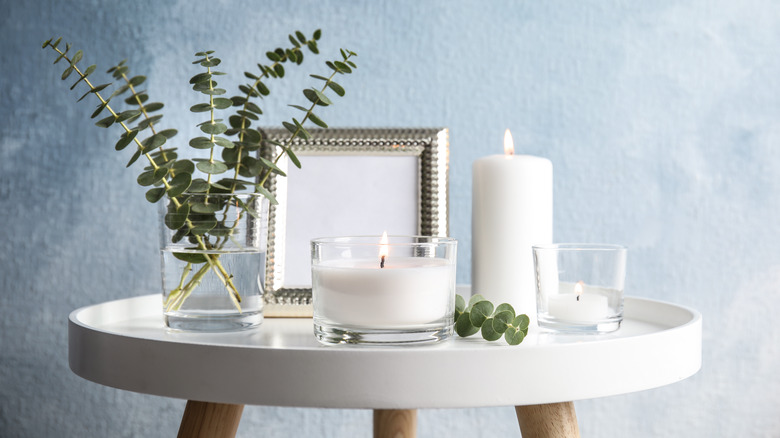 white decorative candles 