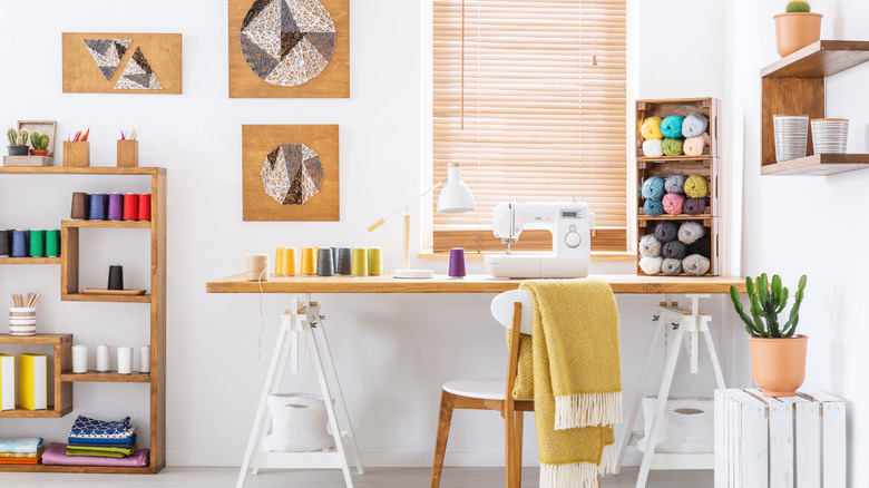 craft room with wood furniture