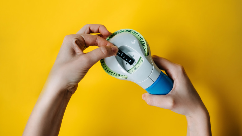 label maker with yellow background