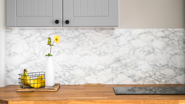 Marble look backsplash