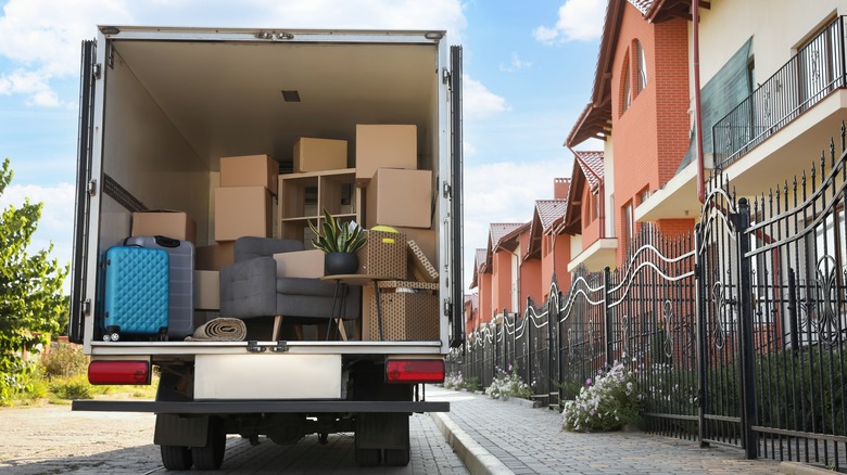 U-Haul with boxes and furniture