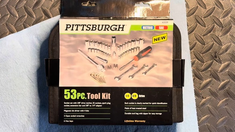 The Pittsburgh 53-piece tool set in its package