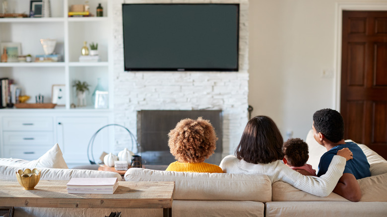 family watching tv