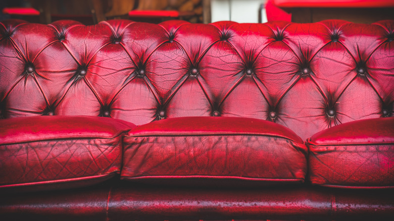 Red leather couch