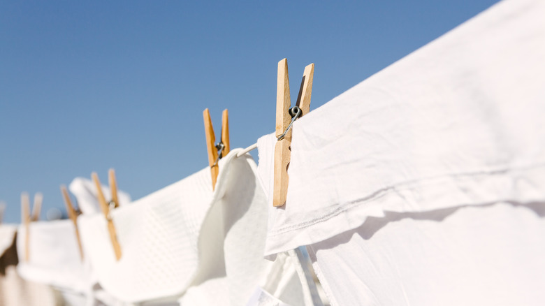 white clothes air drying outside