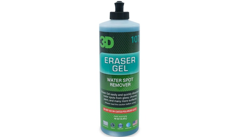 A bottle of 3D Eraser Gel Water Spot Remover