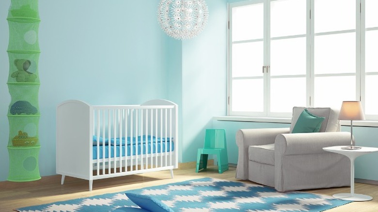 Nursery with large area rug