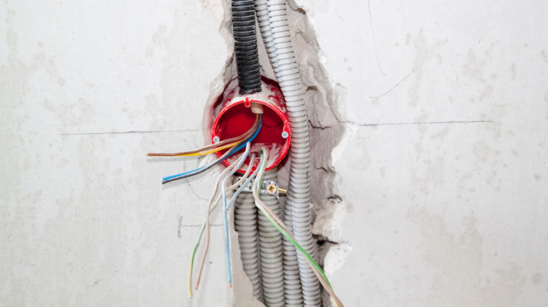 Cables inside wall