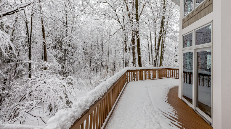 composite deck with snow