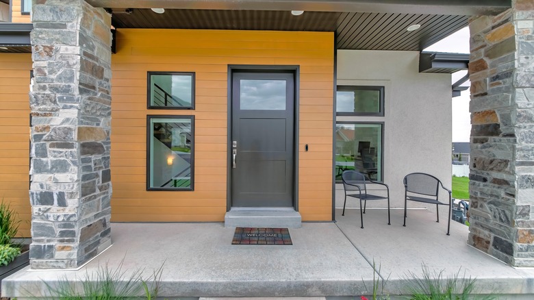 stone pillars outside a home