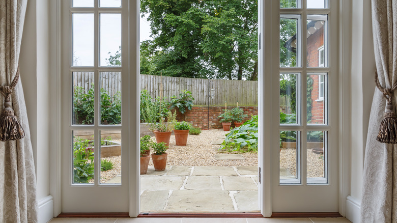 White and glass patio doors