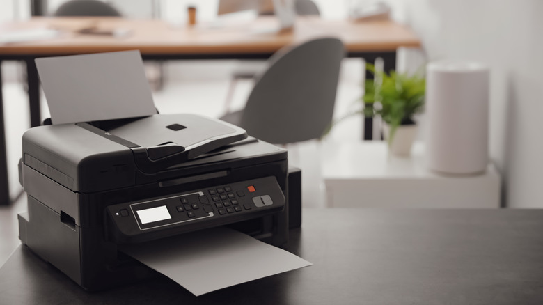 printer on desk in office