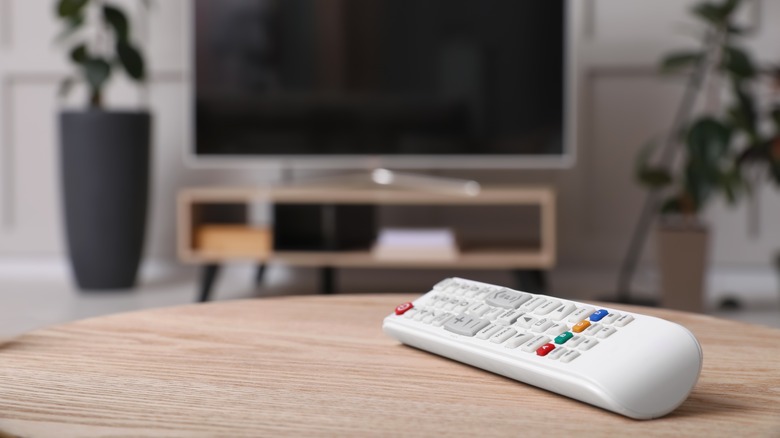 TV remote on coffee table