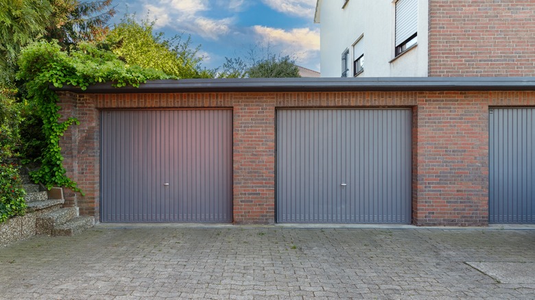 a row of garage doors