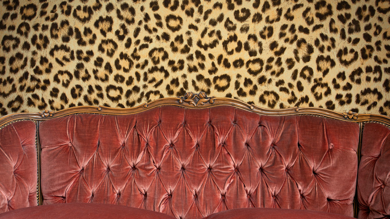 velvet sofa and leopard print