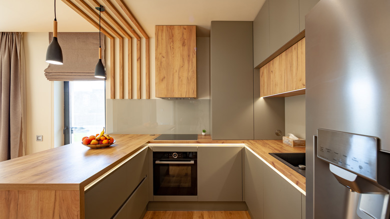 A wood and steel kitchen