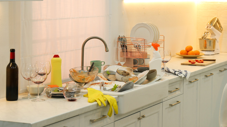 messy kitchen after holiday meal