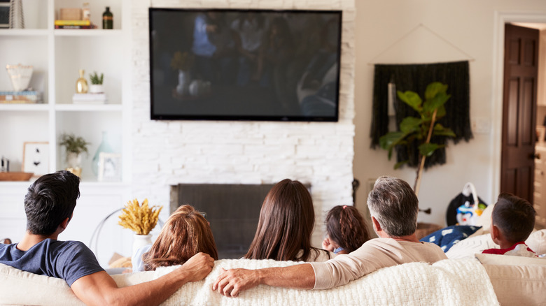 family about to watch television