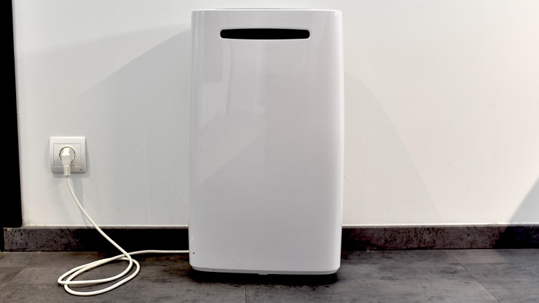 Dehumidifier plugged into wall