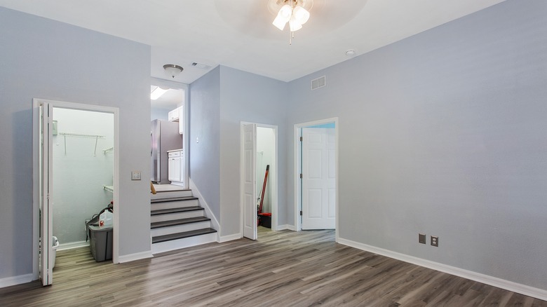 empty finished basement with drywall