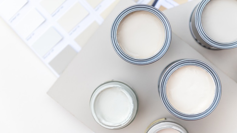 White, off white paint can samples and swatches