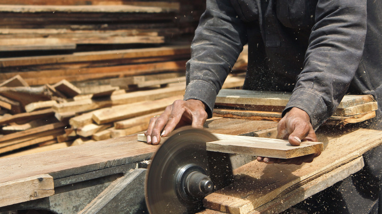 closeup carpenter workshop
