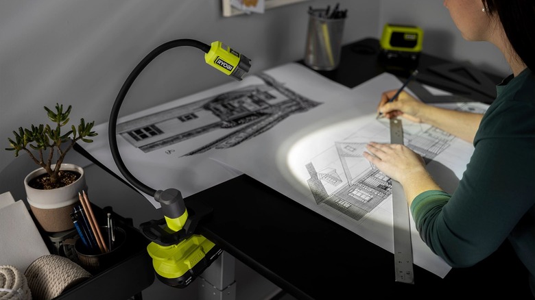 task lighting on architect's desk