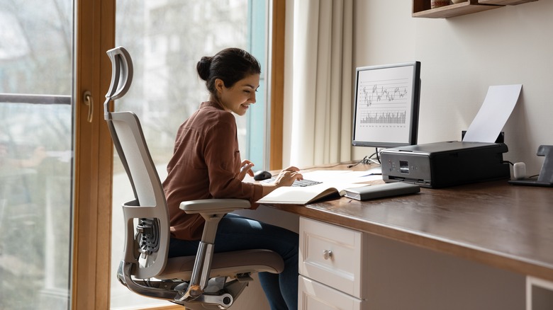 woman working in home office