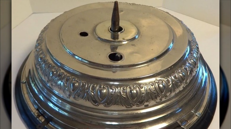 Close up on antique Christmas tree stand