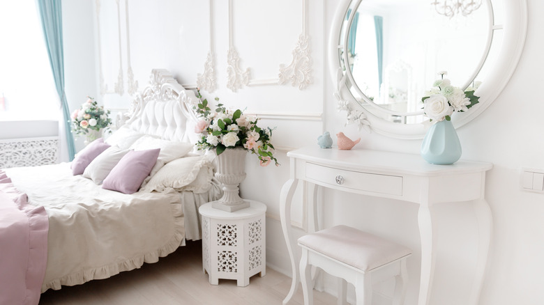 white princess room with pastels