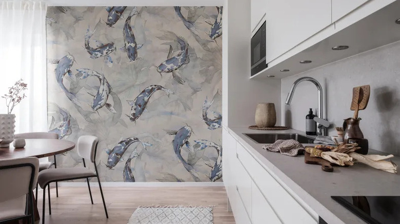 Fish mural in kitchen