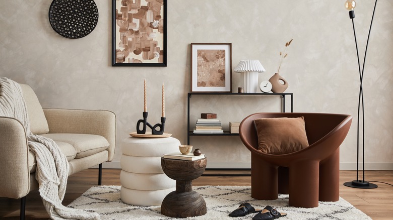 Living room with textured textiles