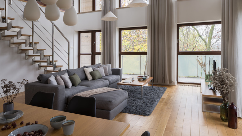 two-story loft living room