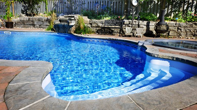 Sparkling blue inground pool
