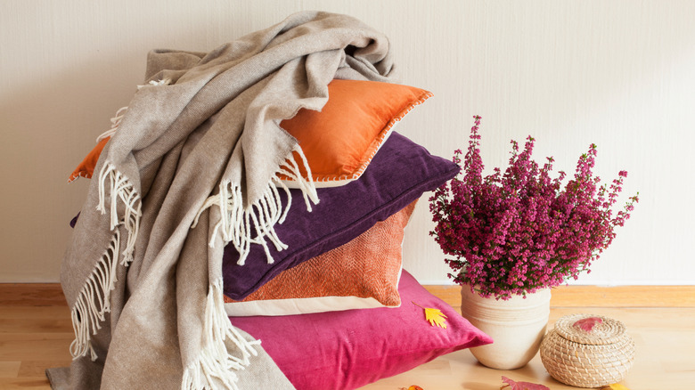 Warm hued throws