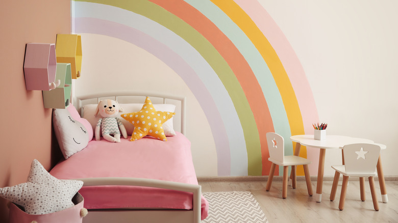 white child's bed frame