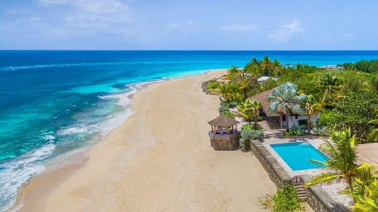 villa by a wide beach