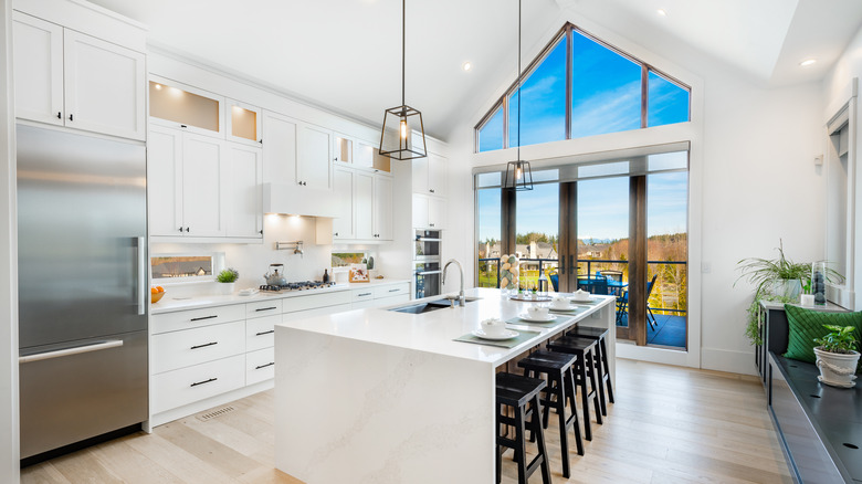 white farmhouse kitchen with window