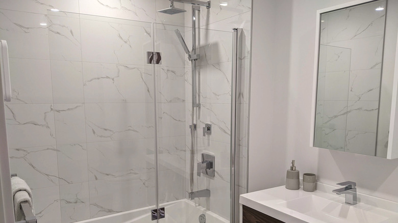 Minimalist gray bathroom
