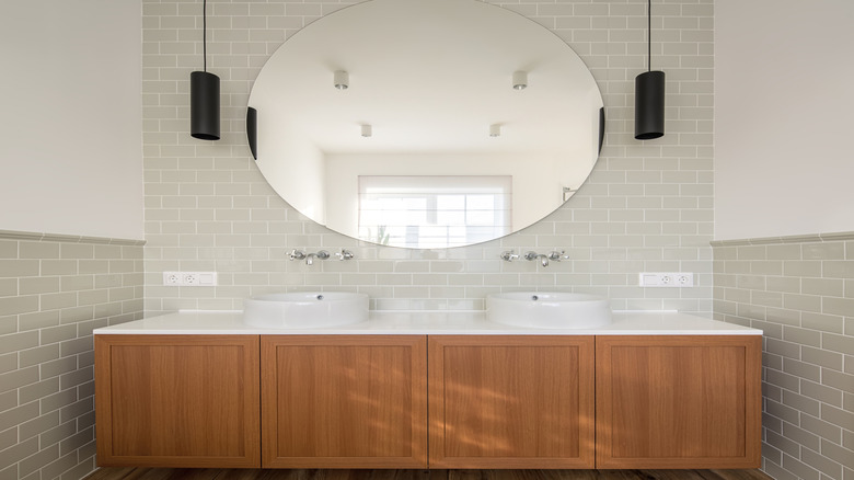 Large round bathroom mirror