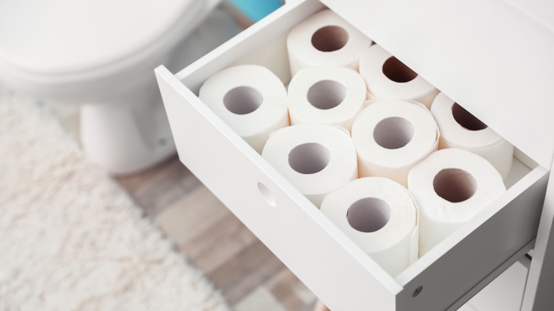 Toilet paper hidden in drawer